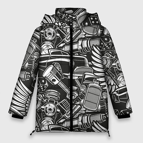 Женская зимняя куртка Механика Автомобиль / 3D-Черный – фото 1