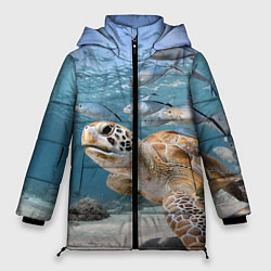 Куртка зимняя женская Морская черепаха, цвет: 3D-черный