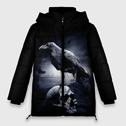 Куртка зимняя женская ЧЕРЕП И ВОРОН, цвет: 3D-черный