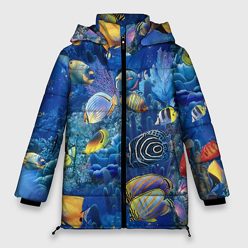 Женская зимняя куртка Коралловые рыбки / 3D-Черный – фото 1