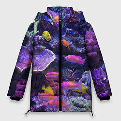 Куртка зимняя женская Коралловые рыбки, цвет: 3D-красный