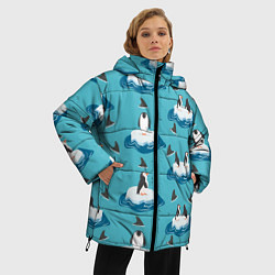 Куртка зимняя женская Пингвины, цвет: 3D-черный — фото 2