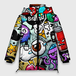 Куртка зимняя женская Граффити, цвет: 3D-черный