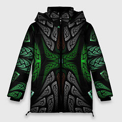 Женская зимняя куртка Серо-Зеленые Узоры