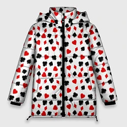 Куртка зимняя женская Карточные Масти, цвет: 3D-красный
