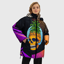 Куртка зимняя женская Череп - ананас, цвет: 3D-черный — фото 2