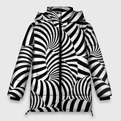 Куртка зимняя женская Гипнотическая абстракция, цвет: 3D-светло-серый