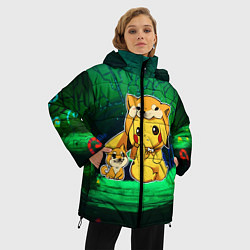 Куртка зимняя женская Пикачу и корги, цвет: 3D-красный — фото 2