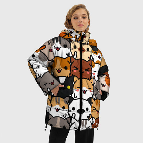 Женская зимняя куртка Коты и котики / 3D-Светло-серый – фото 3