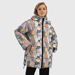 Куртка зимняя женская Котики, цвет: 3D-красный — фото 2