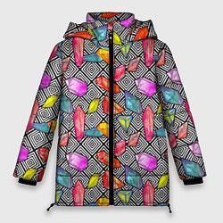 Куртка зимняя женская Кристаллы, цвет: 3D-красный