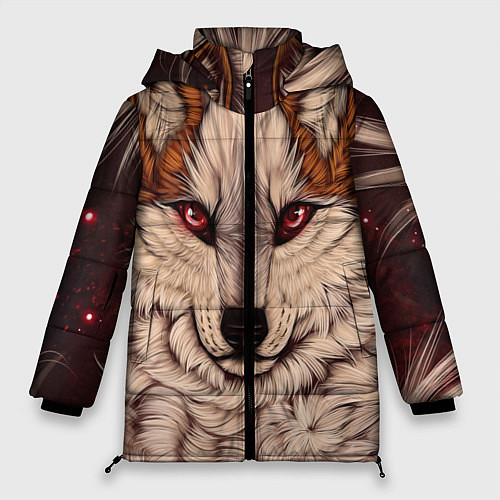 Женская зимняя куртка Красивая Волчица / 3D-Черный – фото 1