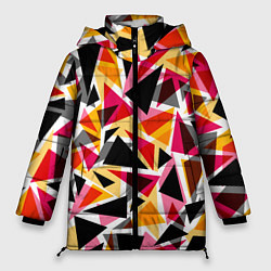 Куртка зимняя женская Разноцветные треугольники, цвет: 3D-светло-серый