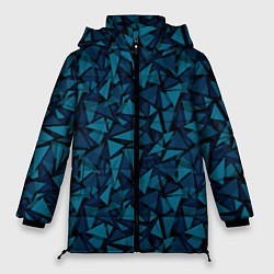 Женская зимняя куртка Синий полигональный паттерн