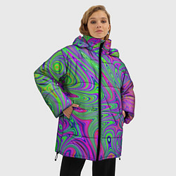 Куртка зимняя женская Неоновый абстрактный узор, цвет: 3D-черный — фото 2