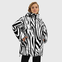 Куртка зимняя женская Черно-белая зебра, цвет: 3D-светло-серый — фото 2
