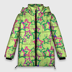 Женская зимняя куртка Зеленый узор Звезды