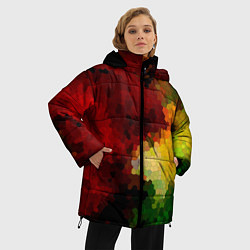 Куртка зимняя женская Абстрактная мазаика витраж, цвет: 3D-черный — фото 2