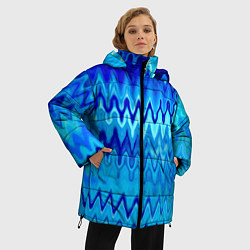 Куртка зимняя женская Синий-голубой абстрактный узор, цвет: 3D-светло-серый — фото 2