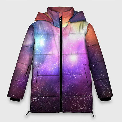 Женская зимняя куртка Космос, сияние и звезды / 3D-Черный – фото 1