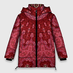 Куртка зимняя женская Красно-розовый калейдоскоп, цвет: 3D-черный