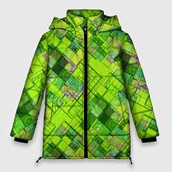 Женская зимняя куртка Ярко-зеленый абстрактный узор