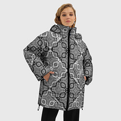 Куртка зимняя женская Черно-белый орнамент, цвет: 3D-красный — фото 2