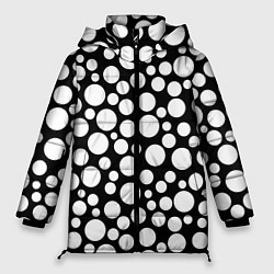 Куртка зимняя женская Черно-белый горох, цвет: 3D-черный