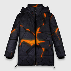 Куртка зимняя женская ТРЕЩИНЫ ЗЕМЛИ 3D CRACKS НЕОН, цвет: 3D-черный
