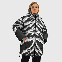Куртка зимняя женская Белая шкура тигра, цвет: 3D-черный — фото 2