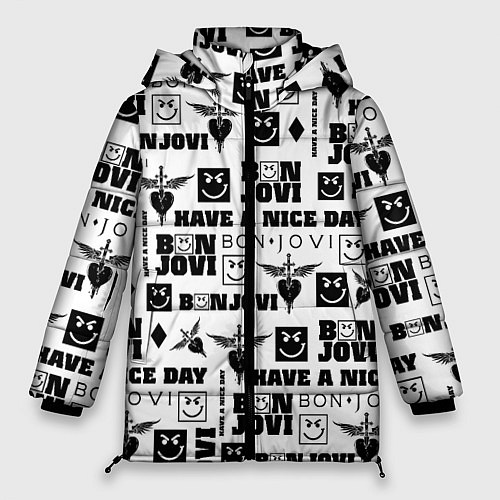 Женская зимняя куртка BON JOVI ЛОГОБОМБИНГ БОН ДЖОВИ ПАТТЕРН / 3D-Черный – фото 1