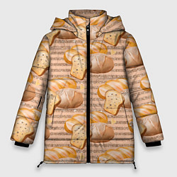 Куртка зимняя женская Выпечка - хлеб и булочки, цвет: 3D-черный