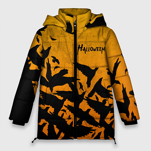 Женская зимняя куртка ВОРОНЫ ХЕЛЛОУИН CROWS HALLOWEEN / 3D-Черный – фото 1