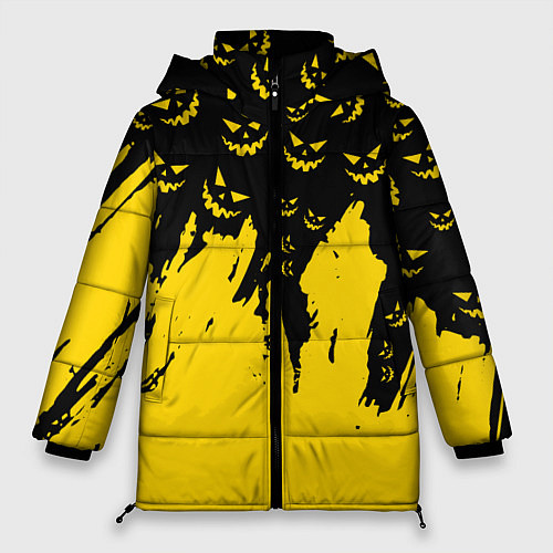 Женская зимняя куртка Тыквенные смайлы / 3D-Черный – фото 1