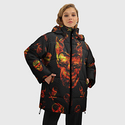 Куртка зимняя женская Огненные черепа Carbon, цвет: 3D-черный — фото 2