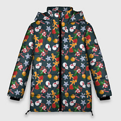 Куртка зимняя женская Игрушки Ёлочные, цвет: 3D-красный