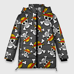 Куртка зимняя женская Ван-Пис, Мугивара узор, цвет: 3D-черный