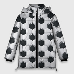 Куртка зимняя женская Текстура футбольного мяча, цвет: 3D-черный
