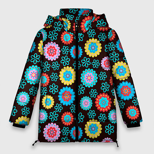 Женская зимняя куртка Flоwers / 3D-Черный – фото 1
