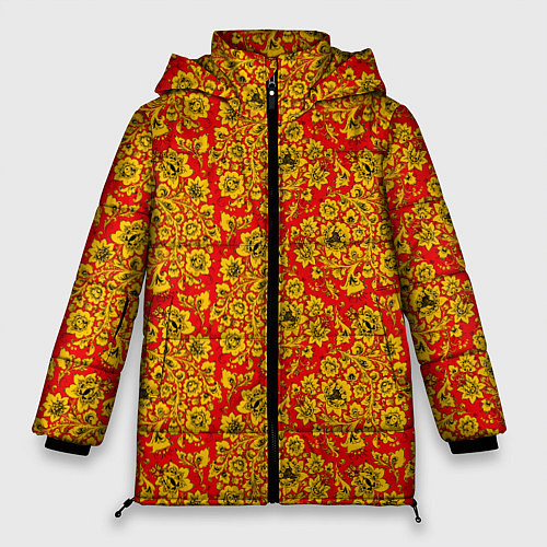Женская зимняя куртка Хохломские узоры / 3D-Черный – фото 1