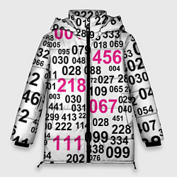 Куртка зимняя женская Игра в кальмара: номера игроков, цвет: 3D-черный