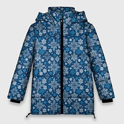 Куртка зимняя женская Снежные Узоры на Новый Год, цвет: 3D-черный