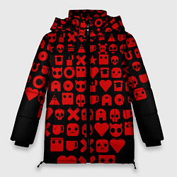 Куртка зимняя женская Любовь, смерть и роботы пиктограммы, цвет: 3D-черный