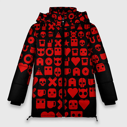 Женская зимняя куртка Любовь, смерть и роботы пиктограммы / 3D-Черный – фото 1