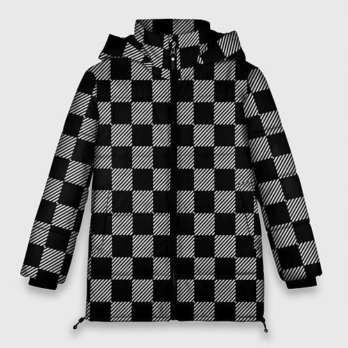 Женская зимняя куртка Шахматные Клетки / 3D-Черный – фото 1