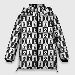 Куртка зимняя женская Шахматы Шахматные Фигуры, цвет: 3D-черный