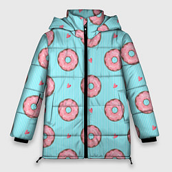 Куртка зимняя женская Розовые пончики, цвет: 3D-черный