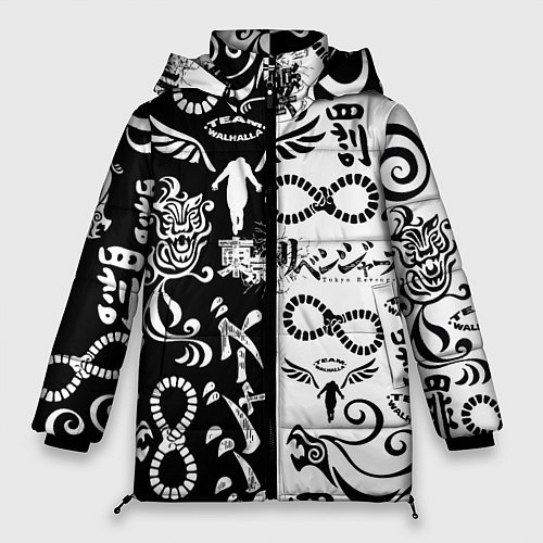 Женская зимняя куртка ТОКИЙСКИЕ МСТИТЕЛИ ЛОГОБОМБИНГ ЧБ / 3D-Черный – фото 1