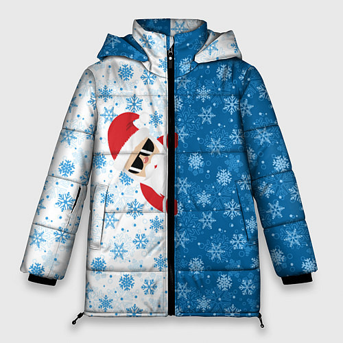 Женская зимняя куртка С Новым Годом дед мороз / 3D-Черный – фото 1