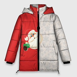 Куртка зимняя женская Дед Мороз селфи, цвет: 3D-красный